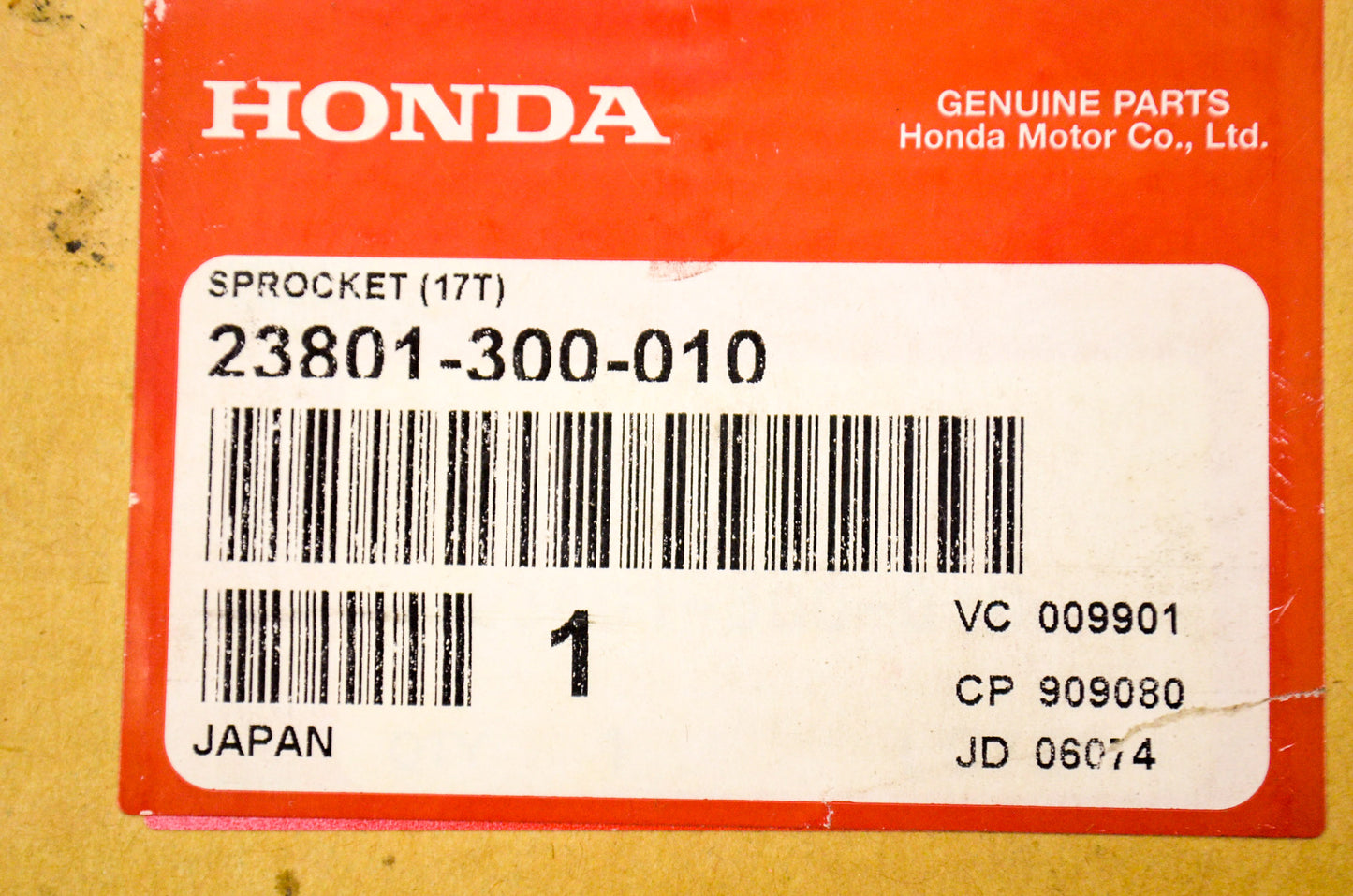 OEM Honda 23801-300-010 Sprocket 17T NOS