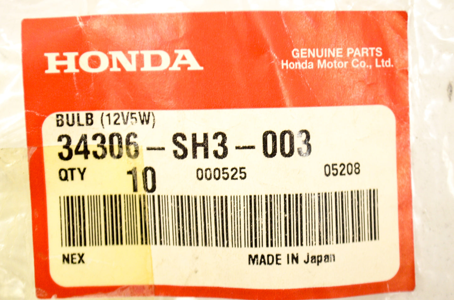 OEM Honda 34306-SH3-003 Bulb (12V 5W) NOS