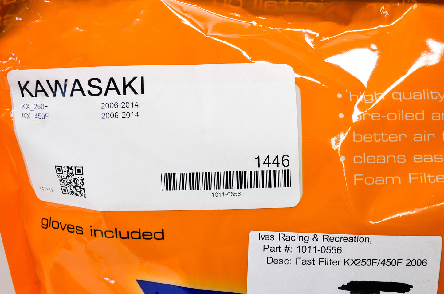 Kawasaki Pre-Oiled Air Filter KX 250F 450F NOS