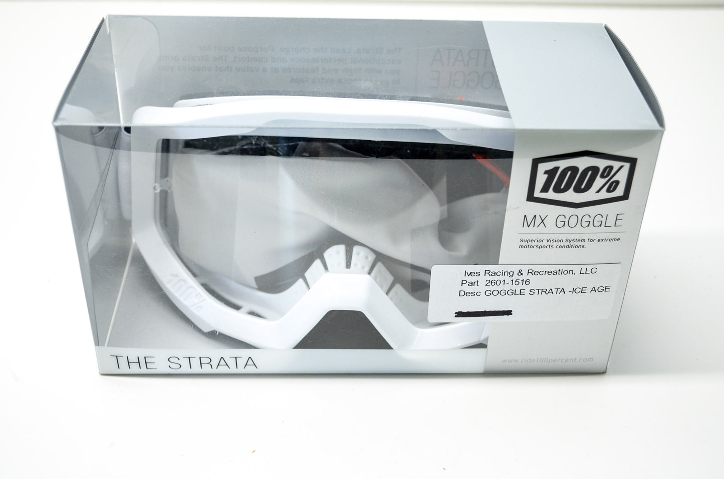 New 100 Percent The Strata Goggle Ice Age Clear Lens NOS