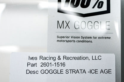 New 100 Percent The Strata Goggle Ice Age Clear Lens NOS