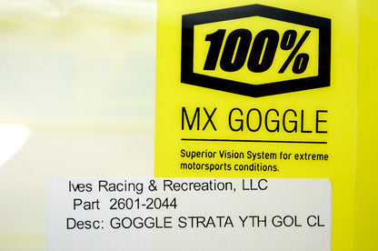 New 100 Percent The Strata Jr Youth Goliath Clear Lens Goggle NOS