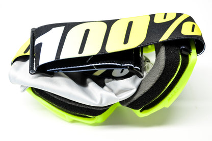 New 100 % The Strata Jr Youth Neon Yellow Clear Lens Goggle NOS