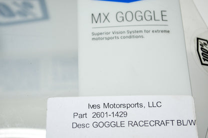 New 100 Percent The Racecraft Blue/White Clear Lens Goggle NOS
