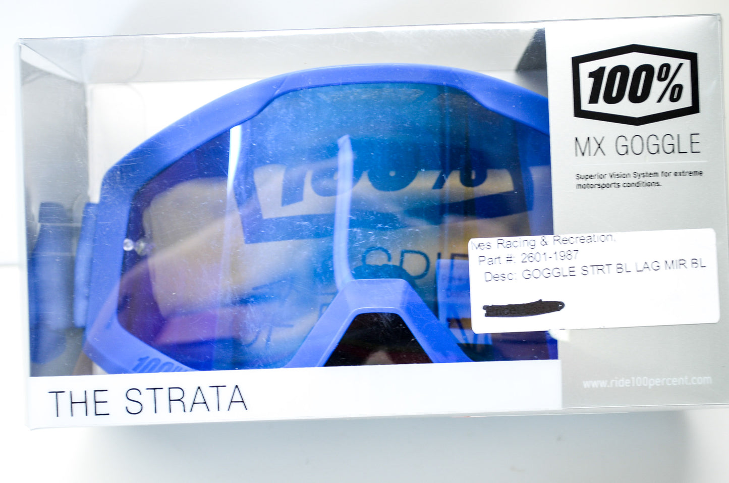 New 100 Percent The Strata Blue Lagoon Mirror Blue Lens Goggle NOS