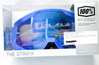 New 100 Percent The Strata Blue Lagoon Mirror Blue Lens Goggle NOS