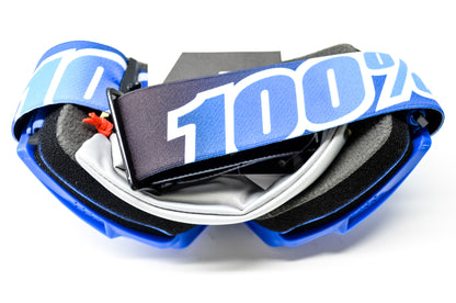 New 100 Percent The Strata Blue Lagoon Mirror Blue Lens Goggle NOS