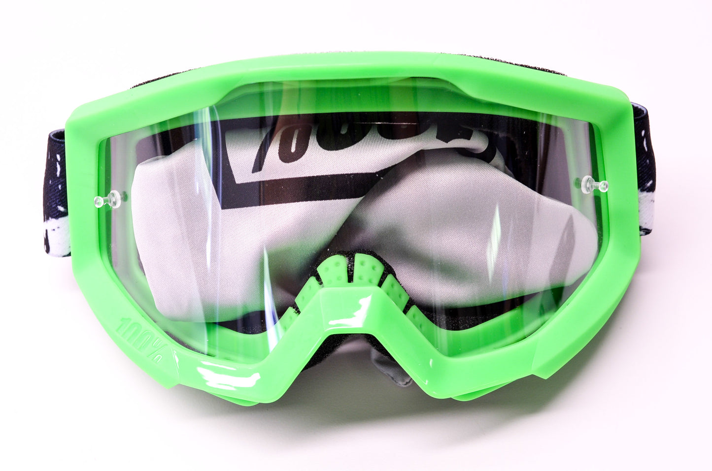 New 100 Percent The Strata Crafty Lime Clear Lens Goggle NOS