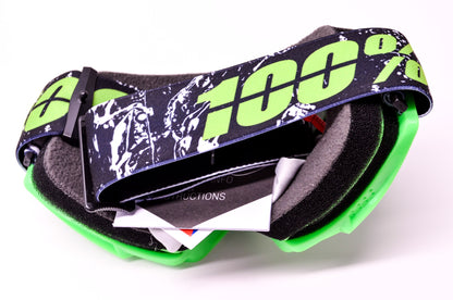 New 100 Percent The Strata Crafty Lime Clear Lens Goggle NOS
