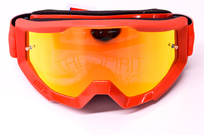 New 100 Percent The Strata Fire Red Mirror Lens Goggle NOS