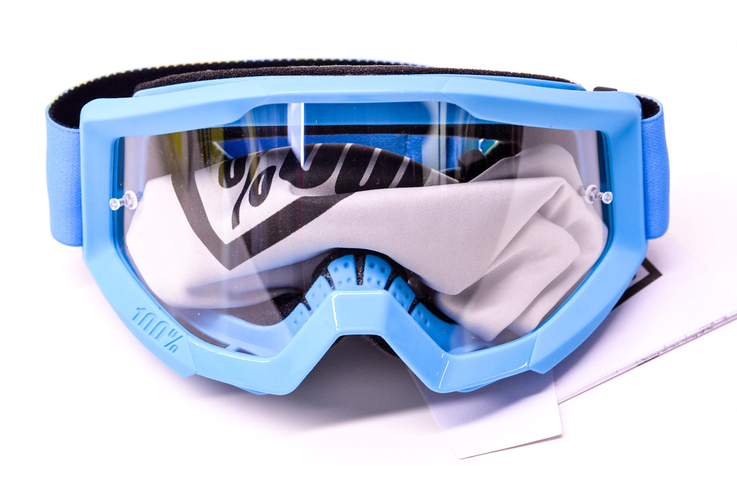 New 100% The Strata Jr Youth Blue Clear Lens Goggle NOS
