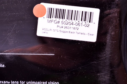 1 2601-1872, 50204-061-02 The Accuri Tornado Clear Lens Goggle NOS