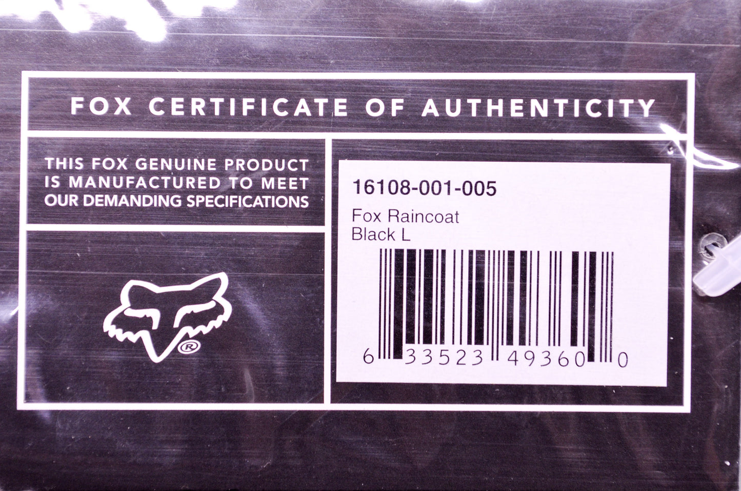 Black Raincoat Size Large NOS