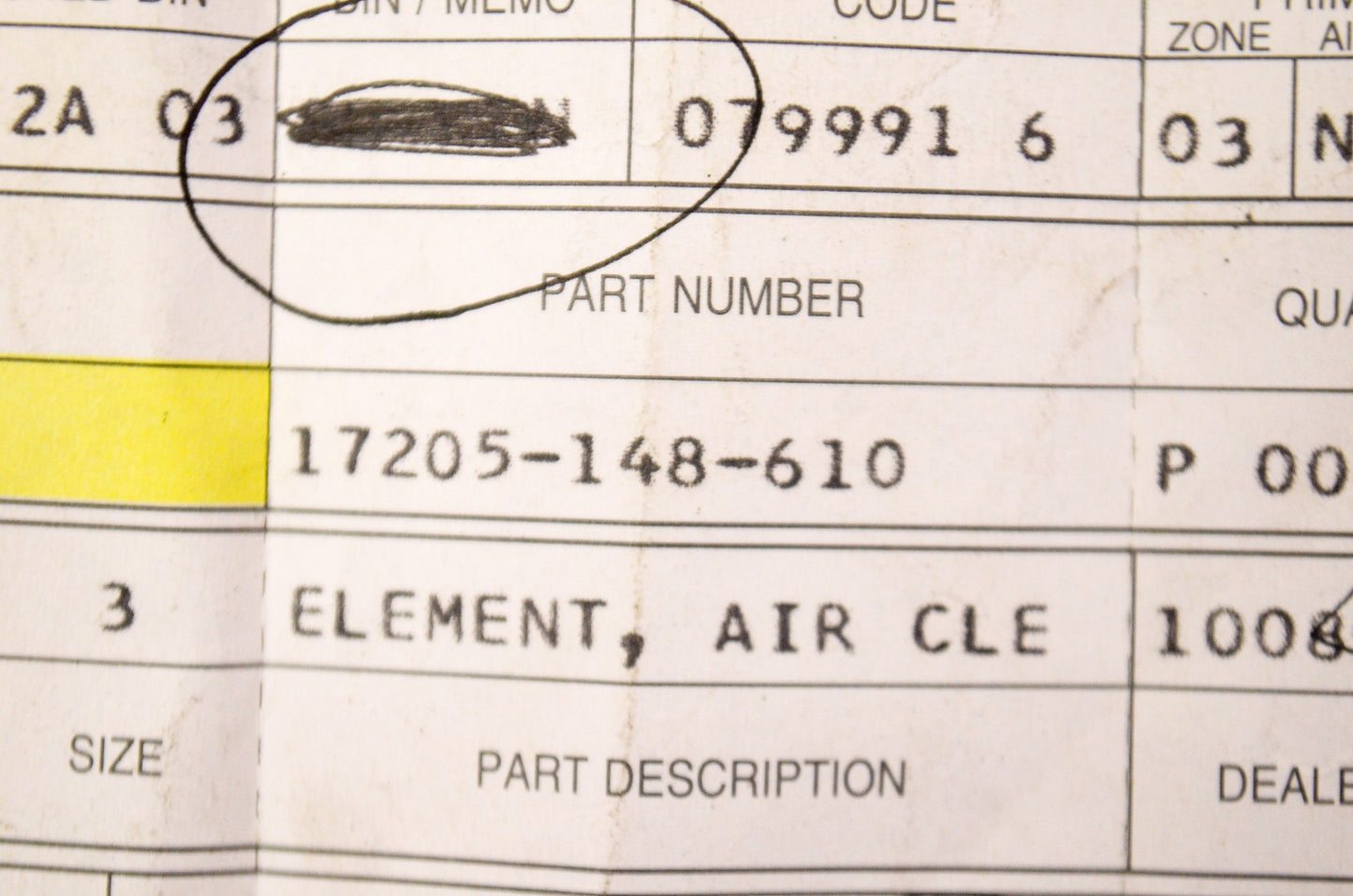 OEM Honda 17205-148-610 Air Cleaner Element NOS