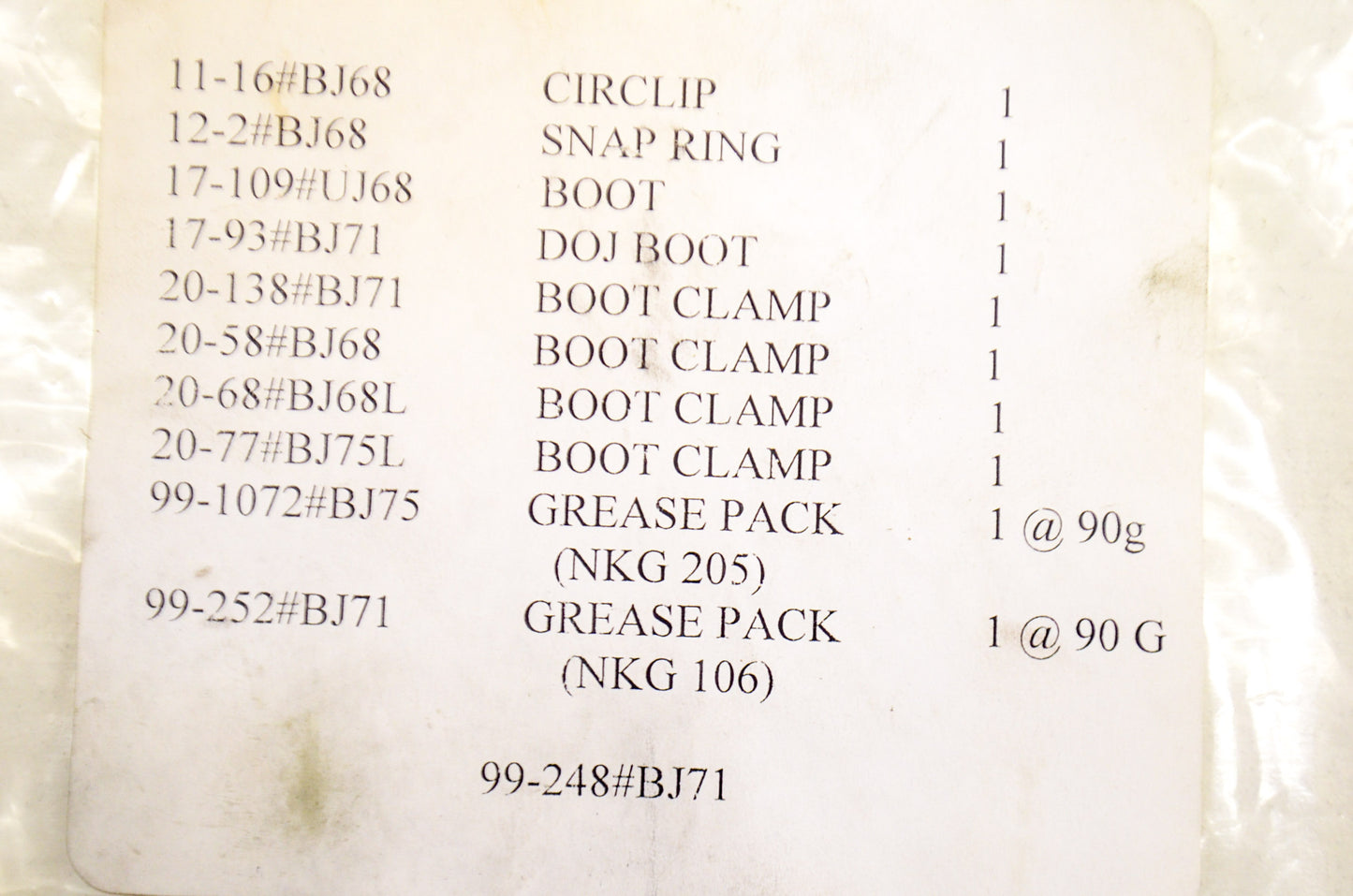 OEM Honda 44240-HP0-305 Boot Set NOS