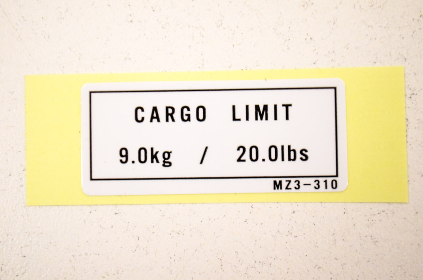 OEM Honda 87520-MZ3-310 Cargo Limit Label NOS