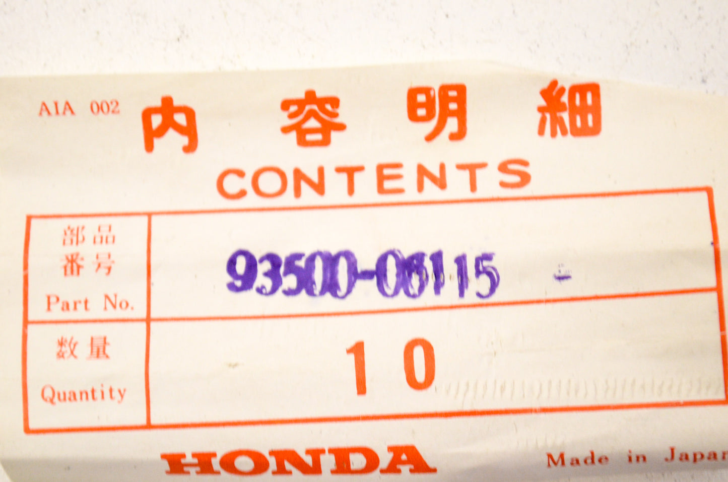 New OEM Honda Pan Screw 6x115 NOS