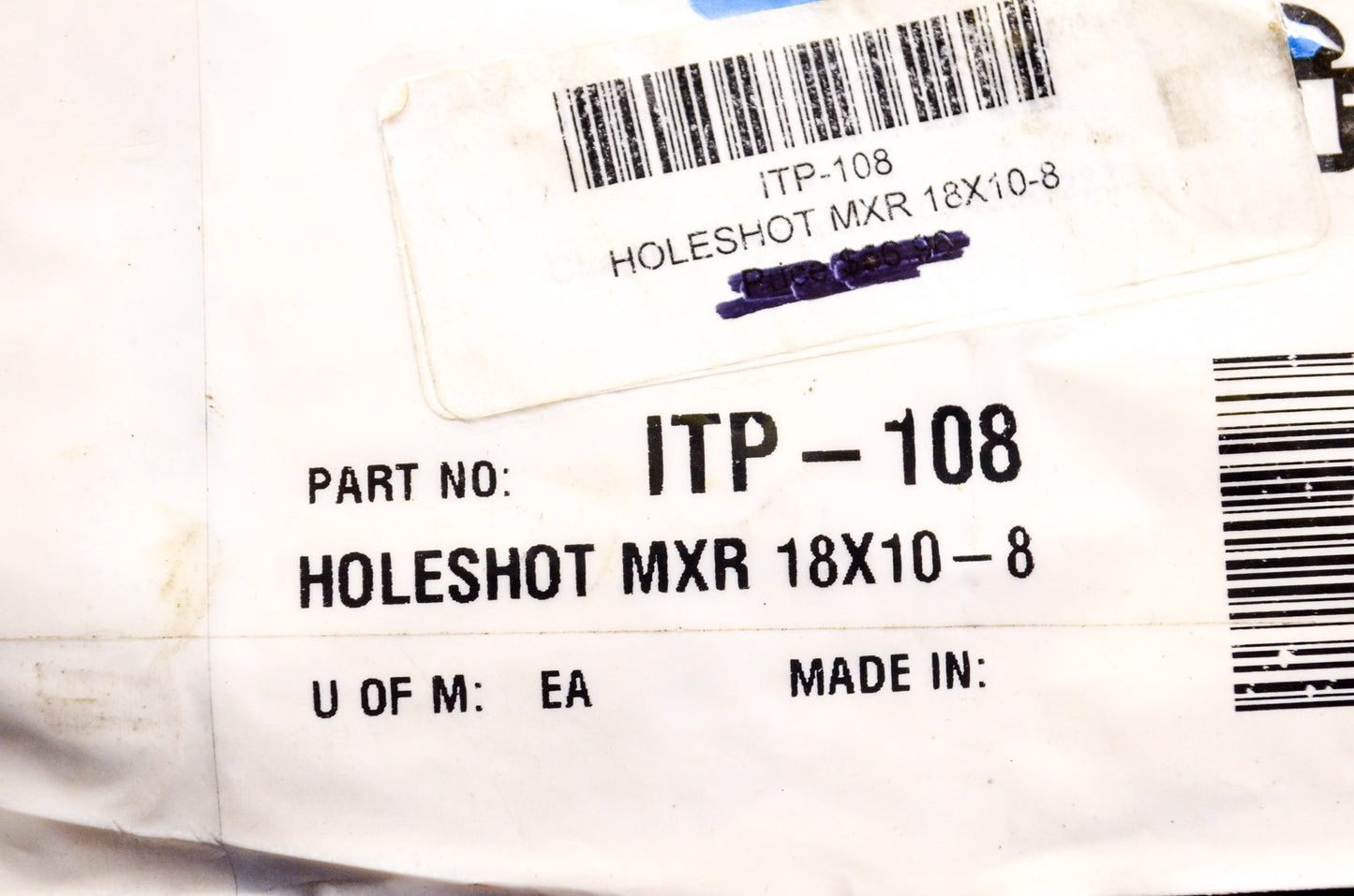 ITP ITP-108, ITP-MXR4 Tire Holeshot MXR 18X10-8 NOS