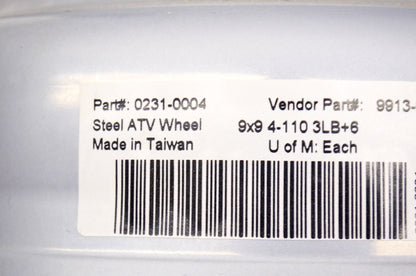 New AMS Wheel Steel 9x9 4/110 3+6 Offset NOS