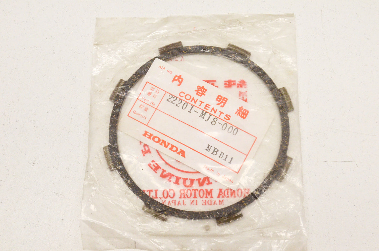OEM Honda 22201-MJ8-000 Clutch Friction Disk NOS