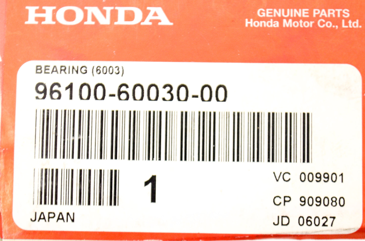 OEM Honda 96100-60030-00 Bearing 6003 NOS