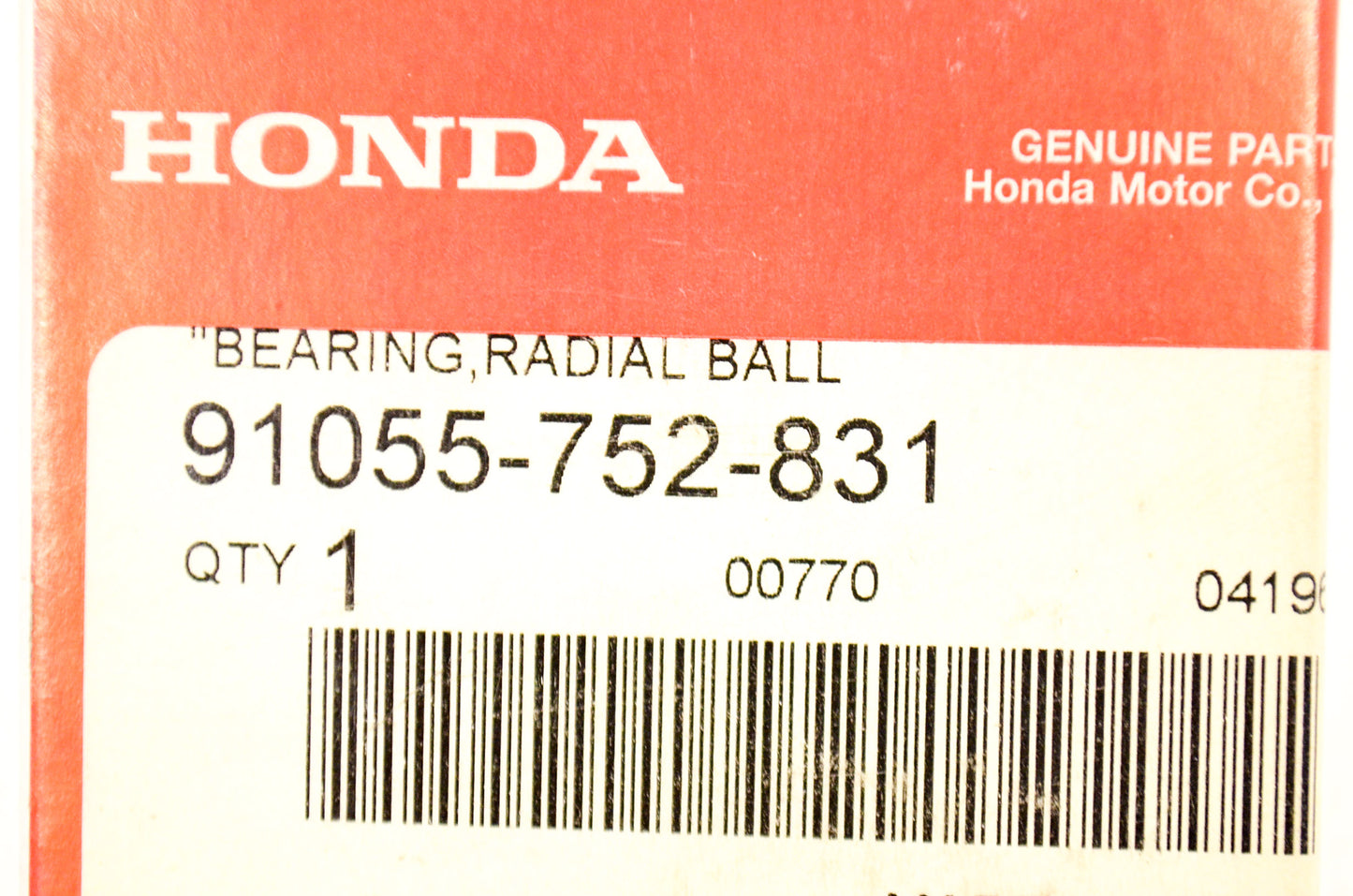 OEM Honda 91055-752-831 Radial Ball Bearing NOS