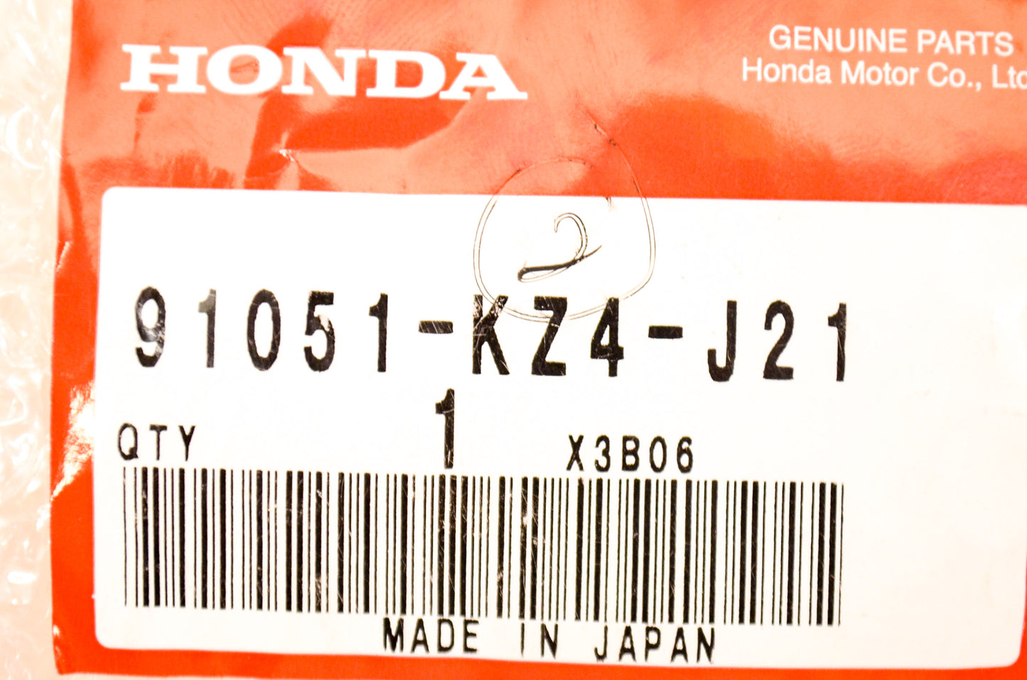 OEM Honda 91051-KZ4-J21 Bearing 69052RS NOS