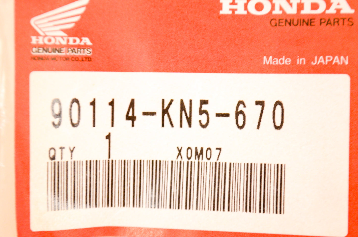 OEM Honda 90114-KN5-670 Lever Pivot Bolt NOS