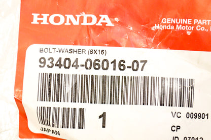 OEM Honda 93404-06016-07 Washer Bolt (6X16) Qty 2 NOS