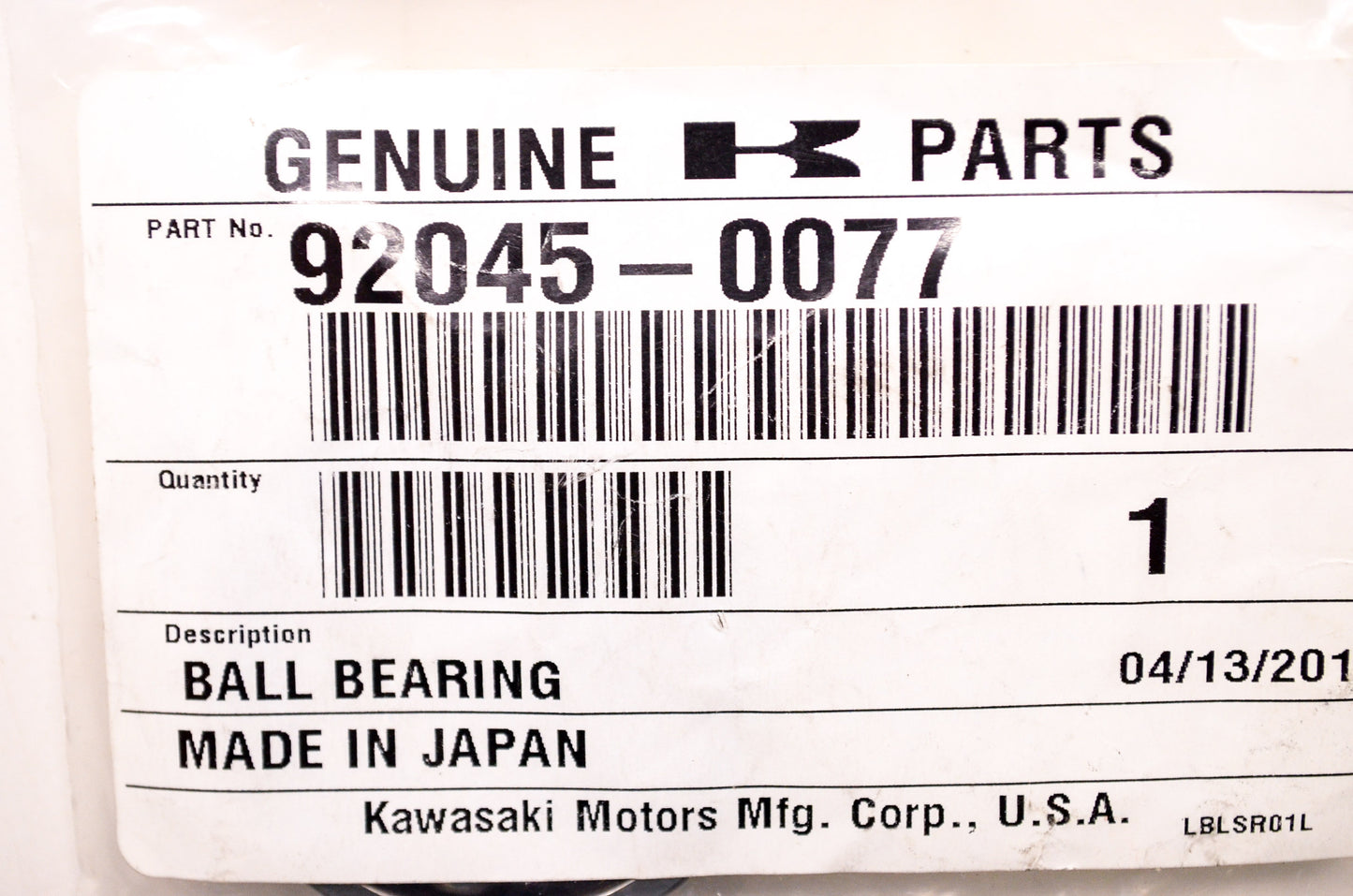 OEM Kawasaki 92045-0077 Ball Bearing #6005 NOS