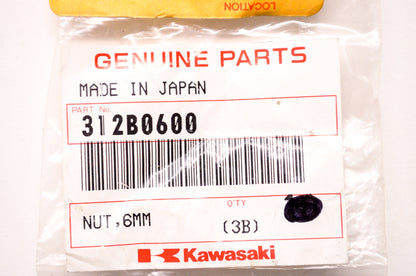OEM Kawasaki 312B0600 Hex Nut Qty 2 NOS