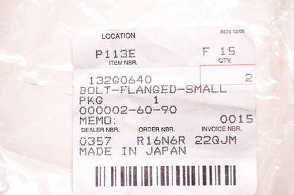 OEM Kawasaki 132G0640 Small Flanged Bolt Qty 2 NOS