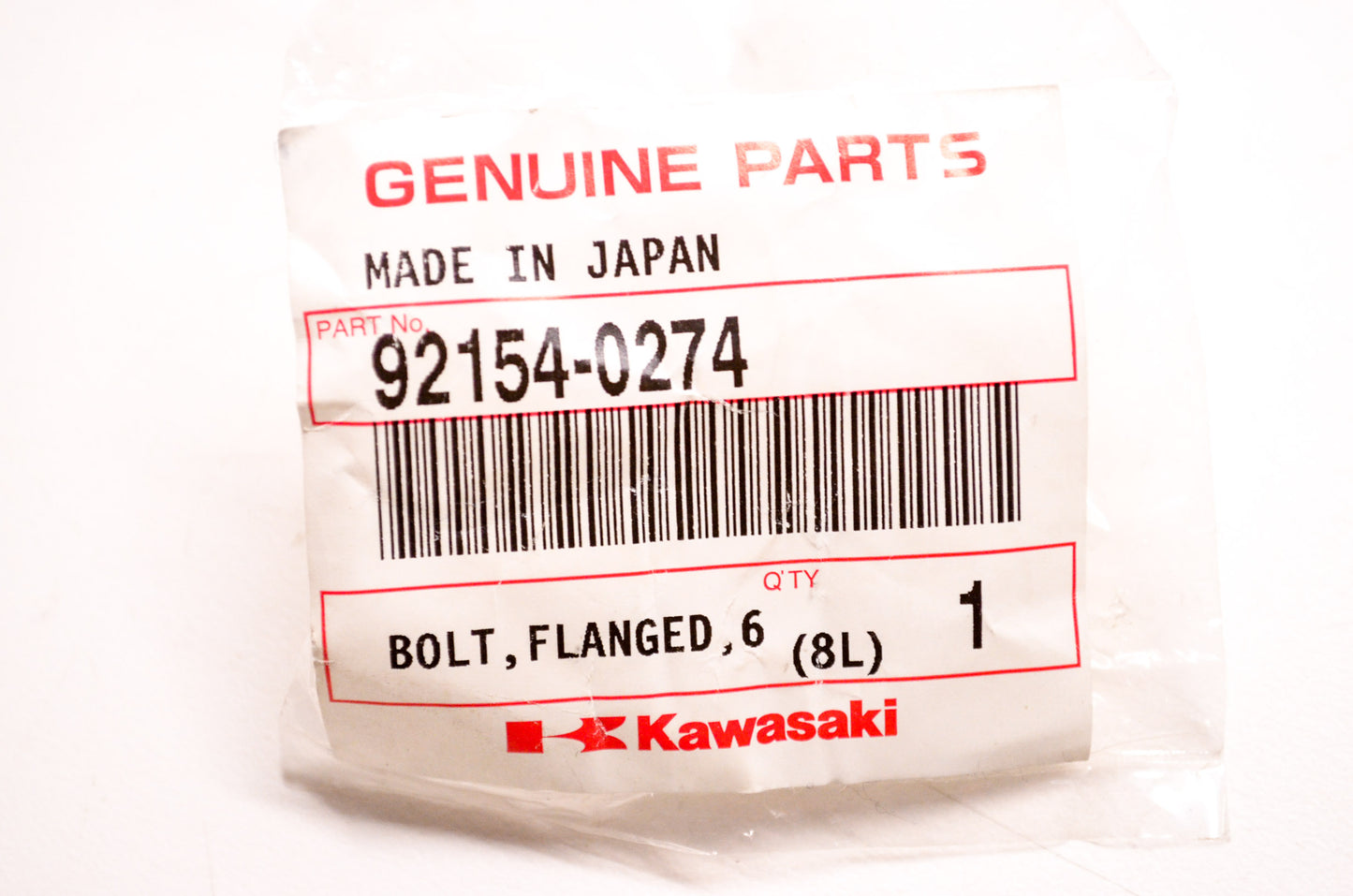 OEM Kawasaki 92154-0274 Flanged Bolt 6X35 NOS