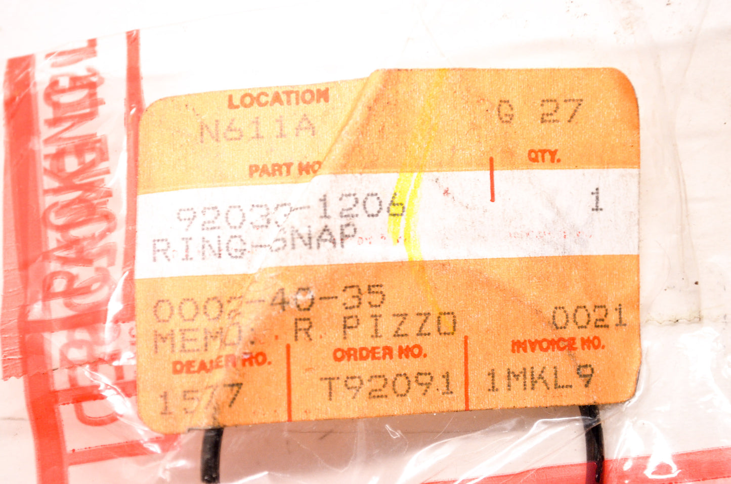OEM Kawasaki 92033-1206 Snap Ring