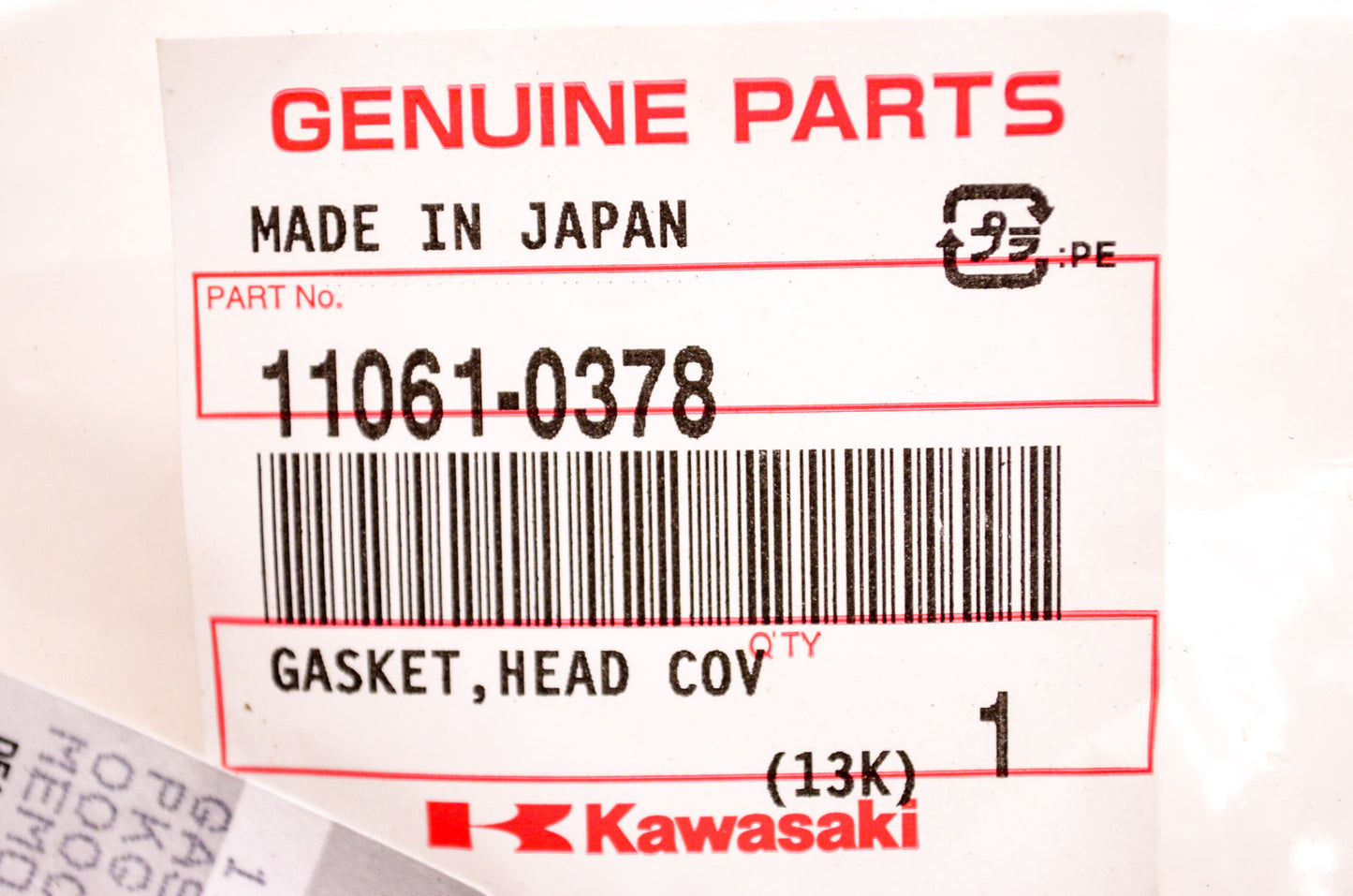 OEM Kawasaki 11061-0378 Head Cover Gasket NOS