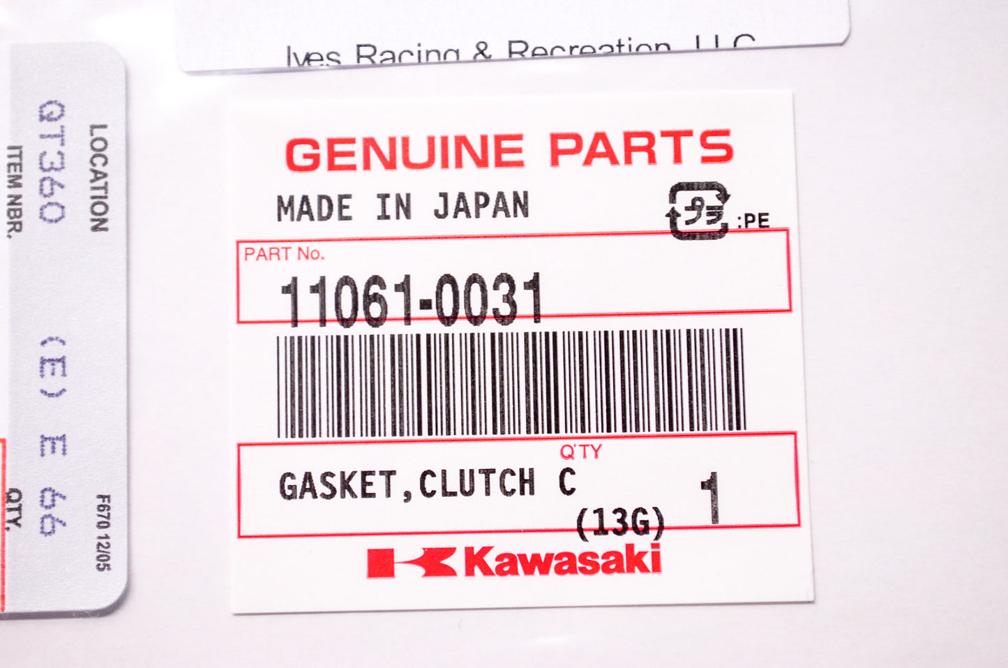 New OEM Kawasaki 11061-0031 Outer Clutch Cover Gasket NOS