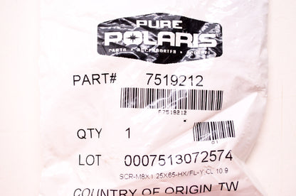OEM Polaris 7519212 Screw M8X1.25X65-HX/FL-Y,CL 10.9 NOS