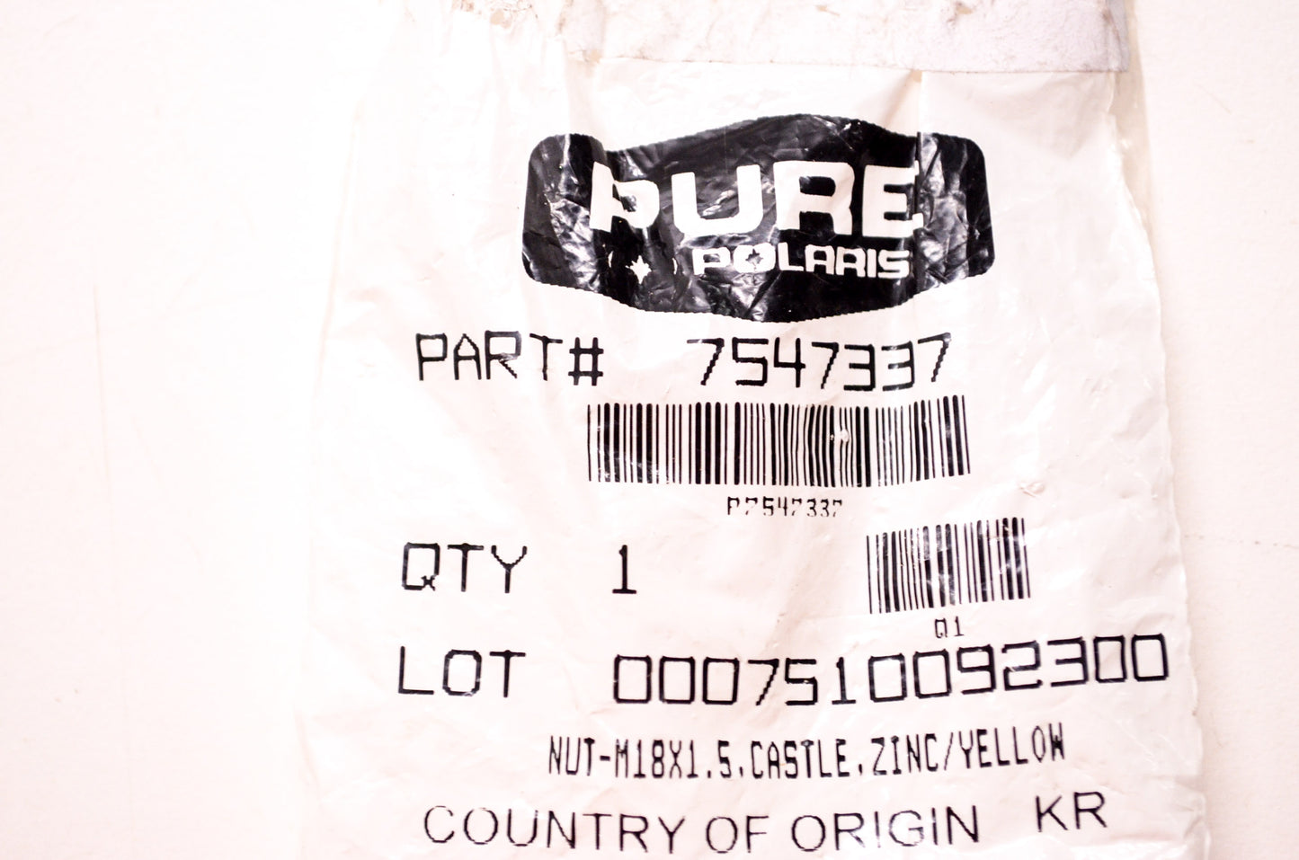 OEM Polaris 7547337 Zinc/Yellow Castle Nut M18X1.5 NOS