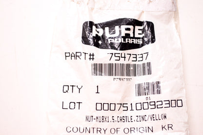 OEM Polaris 7547337 Zinc/Yellow Castle Nut M18X1.5 NOS