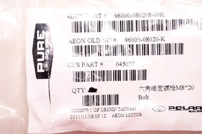 OEM Polaris 0450323, 96000-080208-00K, 96000-08020-K Hex Flange Bolt Qty 2 NOS