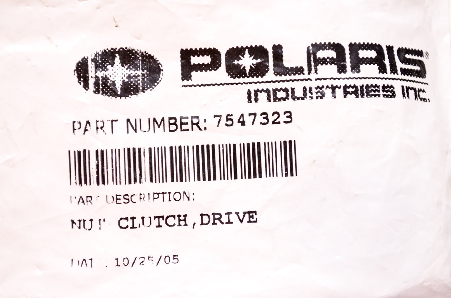 New OEM Polaris Drive Clutch Nut NOS