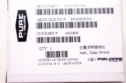 OEM Polaris 0451808, 35100203-000 Main Switch Assembly NOS