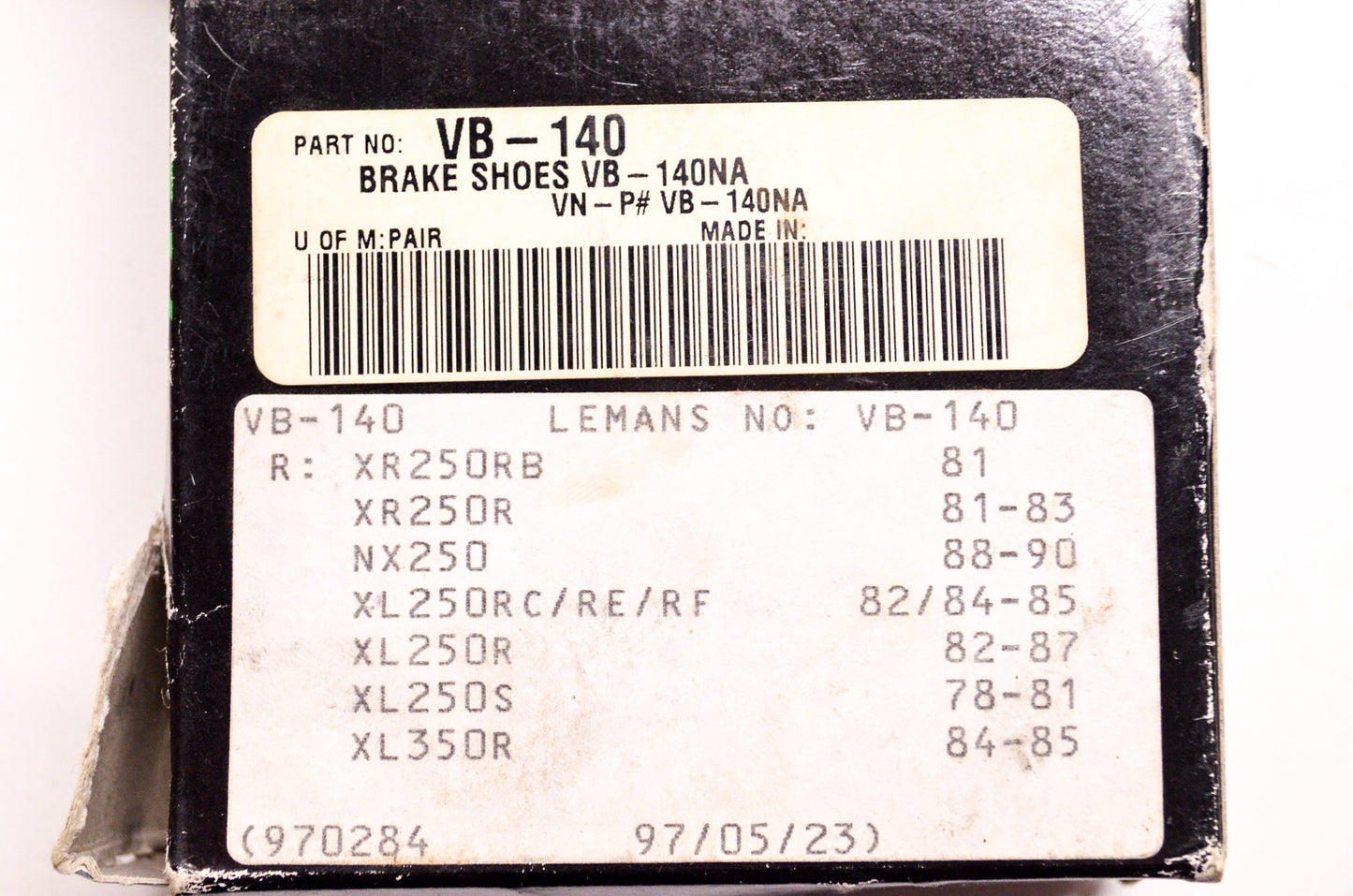 Vesrah VB-140, VB-140NA Brake Shoe Pair Honda NOS