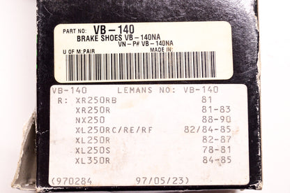 Vesrah VB-140, VB-140NA Brake Shoe Pair Honda NOS