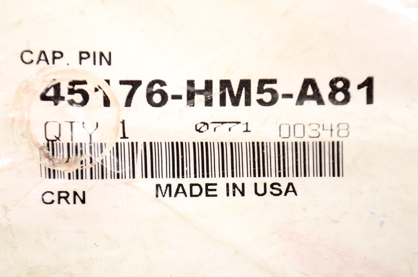 OEM Honda 45176-HM5-A81 Pin Cap NOS