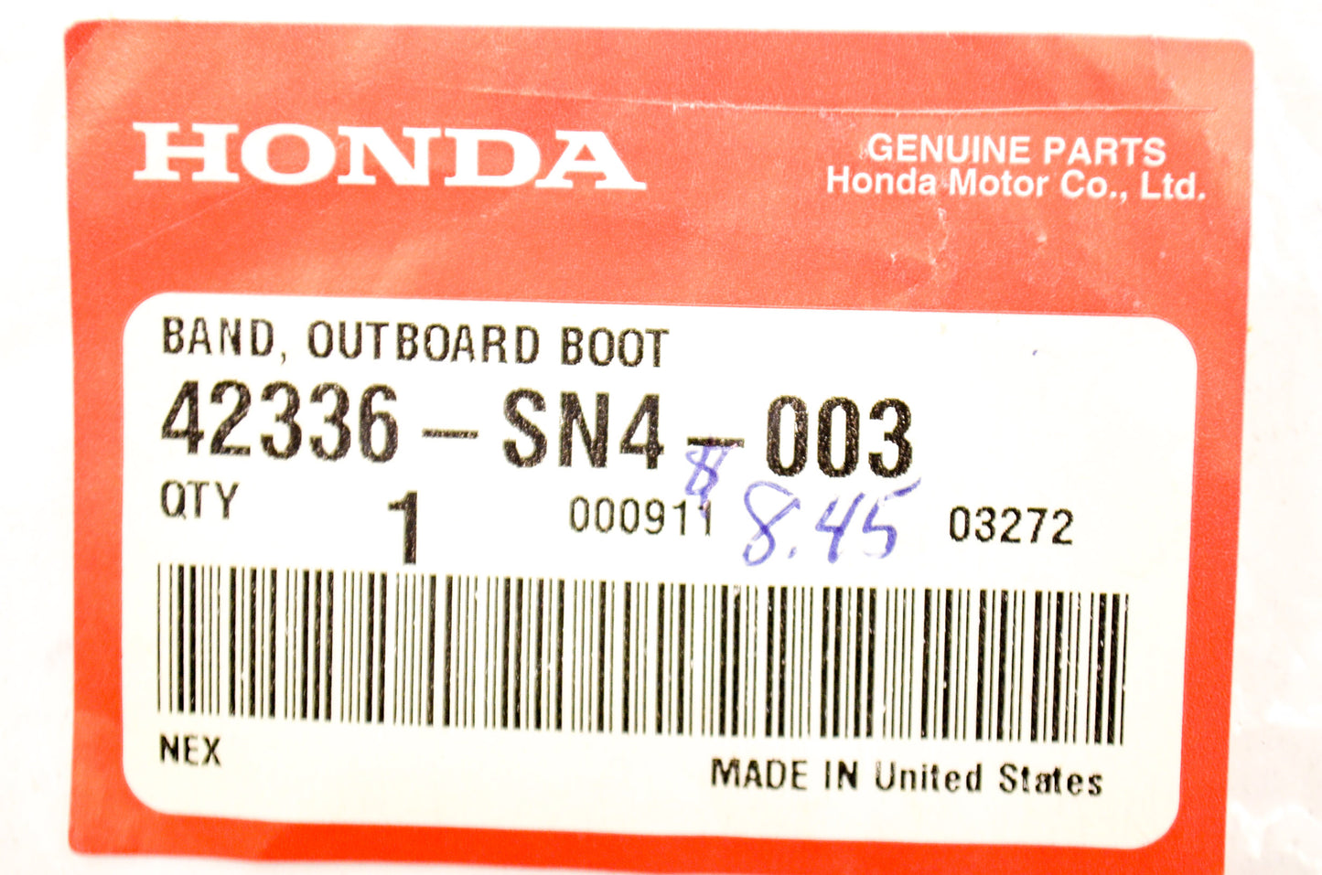 OEM Honda 42336-SN4-003 Outboard Boot Band