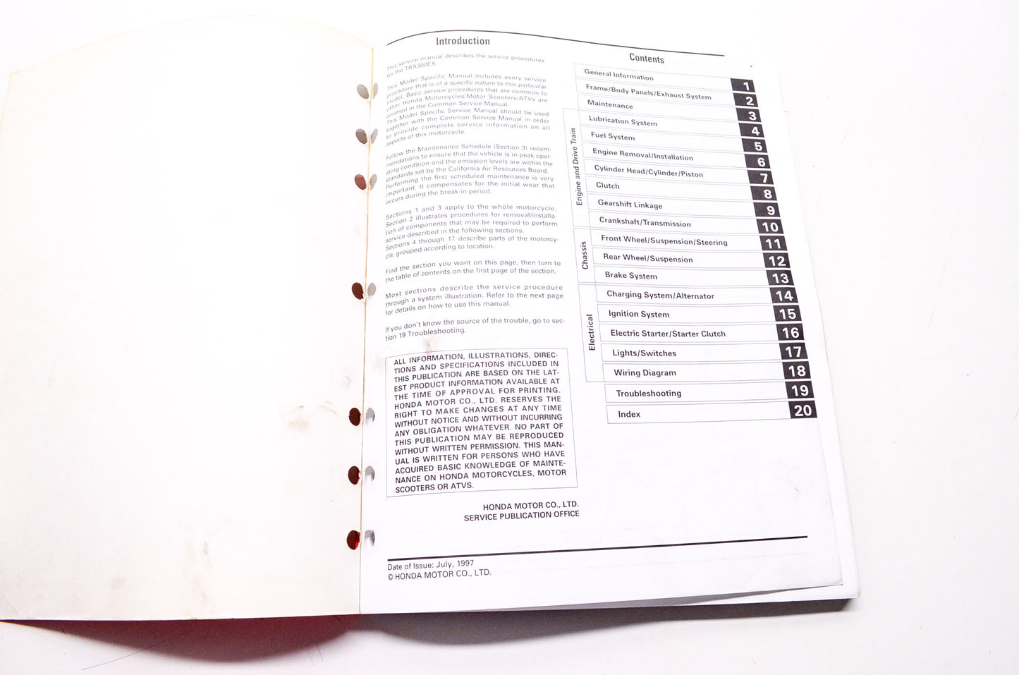 Honda Service Shop Manual TRX300EX Fourtrax 93-00