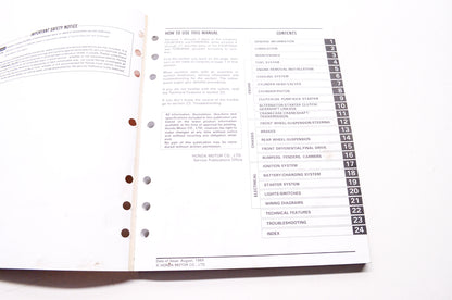 Honda Service Shop Manual TRX350 Fourtrax 4x4 86-87 TRX350D Foreman 4x4 87-89