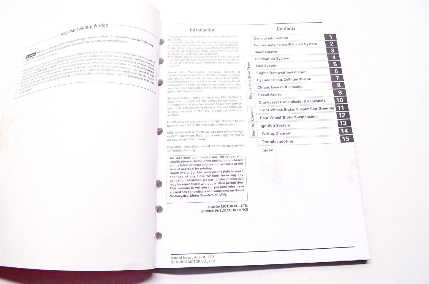 OEM Honda 61HF712 Service Manual TRX90 93-05