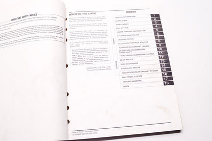 Honda Service Shop Manual ATC350X 85-86